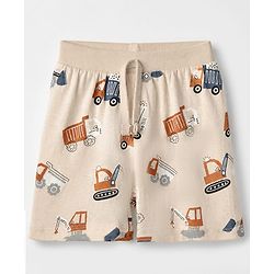 Babyhug 100% Cotton Knit Shorts With Vehicle & Text Print Pack of 3 - Blue, Coral & Cream
