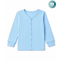 Babyhug Knit Full Sleeves Solid Front Open Thermal Inner Wear Vest -Light Blue
