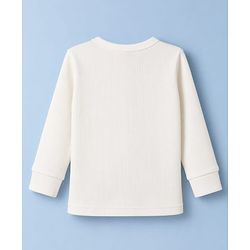 Babyhug Knit Full Sleeves Solid Front Open Thermal Inner Wear Vest - OffWhite