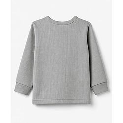 Babyhug Knit Full Sleeves Solid Front Open Thermal Inner Wear Vest - Light Grey