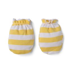 Babyhug 100% Cotton Interlock Knit Striped Mittens & Booties - Yellow