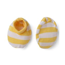 Babyhug 100% Cotton Interlock Knit Striped Mittens & Booties - Yellow