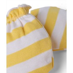 Babyhug 100% Cotton Interlock Knit Striped Mittens & Booties - Yellow