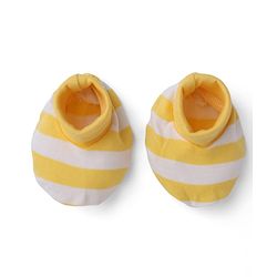 Babyhug 100% Cotton Interlock Knit Striped Mittens & Booties - Yellow