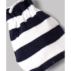 Babyhug 100% Cotton Interlock Knit Striped Mittens & Booties - White