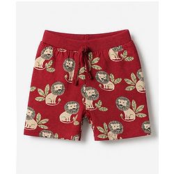 Babyhug Cotton Single Jersey Knit Mid Thigh Short with Lion Print Pack of 3 - Green Beige Maroon