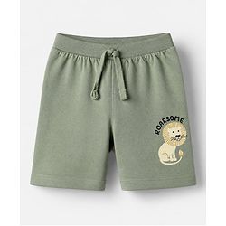 Babyhug Cotton Single Jersey Knit Mid Thigh Short with Lion Print Pack of 3 - Green Beige Maroon