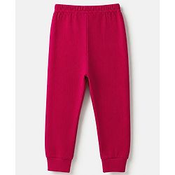 Babyhug Cotton Mix Knit Solid Thermal leggings in Red