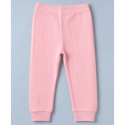Babyhug Cotton Mix Knit Solid Thermal Bottom with Full Length in Pink