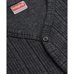 Babyhug Cotton Mix Knit Full Sleeves Front Open Thermal Vest- Charcoal Grey