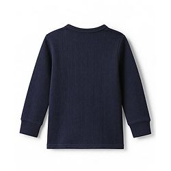 Babyhug Cotton Mixes Knit Front Open Full Sleeves Solid Vest Thermal Inner Wear - Navy Blue