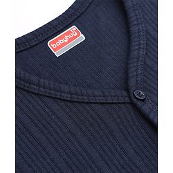 Babyhug Cotton Mixes Knit Front Open Full Sleeves Solid Vest Thermal Inner Wear - Navy Blue