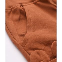 Babyhug Terry Knit Cotton Full Length Lounge Pants With Applique - Brown