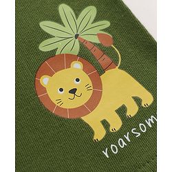 Babyhug 100% Cotton Single Jersey Knit Mid Thigh Shorts with Giraffe & Lion Print in Pack of 3 - Green Orange & Cream