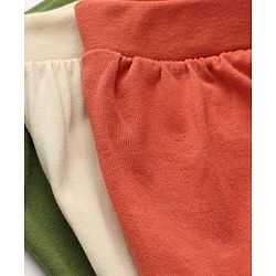 Babyhug 100% Cotton Single Jersey Knit Mid Thigh Shorts with Giraffe & Lion Print in Pack of 3 - Green Orange & Cream