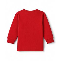 Babyhug Cotton Knit Full Sleeves Front open Thermal Inner Wear Set- Red