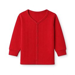 Babyhug Cotton Knit Full Sleeves Front open Thermal Inner Wear Set- Red