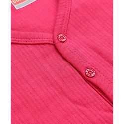 Babyhug Cotton Mix Knit Solid Vest & Pant Thermal Set with Front open Button in Fuchsia