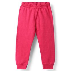 Babyhug Cotton Mix Knit Solid Vest & Pant Thermal Set with Front open Button in Fuchsia