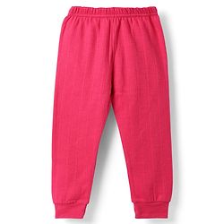Babyhug Cotton Mix Knit Solid Vest & Pant Thermal Set with Front open Button in Fuchsia