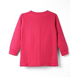 Babyhug Cotton Mix Knit Solid Vest & Pant Thermal Set with Front open Button in Fuchsia