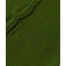 Babyhug Cotton Mix Knit Solid Vest & Pant Thermal Set with Front Open in Olive Green