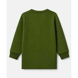 Babyhug Cotton Mix Knit Solid Vest & Pant Thermal Set with Front Open in Olive Green
