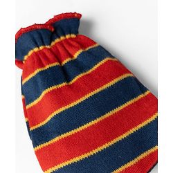 Babyhug 100% Cotton Interlock Knit Striped Mittens & Booties - Maroon