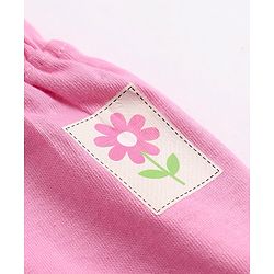 Babyhug Cotton Knit Jogger Fit Full Length Lounge Pants with Flower Patch Pack of 3 in Fuchsia