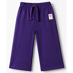 Babyhug Cotton Knit Jogger Fit Full Length Lounge Pants with Flower Patch Pack of 3 in Fuchsia