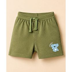 Babyhug 100% Cotton Jersey Knit Shorts with Bear Print in Blue Green & White Pack of 3