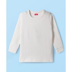 Babyhug Cotton Mix Knit 3 Piece Solid Pullover, Vest & Pants Thermal Set - Offwhite