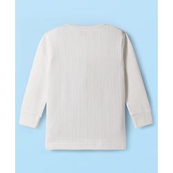 Babyhug Cotton Mix Knit 3 Piece Solid Pullover, Vest & Pants Thermal Set - Offwhite
