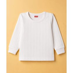 Babyhug Cotton Mix Knit 3 Piece Solid Pullover, Vest & Pants Thermal Set - Offwhite