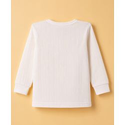 Babyhug Cotton Mix Knit 3 Piece Solid Pullover, Vest & Pants Thermal Set - Offwhite