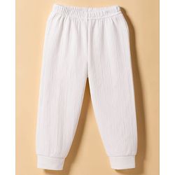 Babyhug Cotton Mix Knit 3 Piece Solid Pullover, Vest & Pants Thermal Set - Offwhite