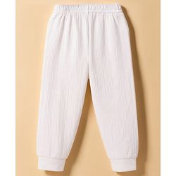 Babyhug Cotton Mix Knit 3 Piece Solid Pullover, Vest & Pants Thermal Set - Offwhite