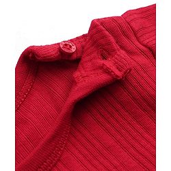 Babyhug Cotton Mix Knit 3 Piece Solid Pullover, Vest & Pant Thermal Set - Red