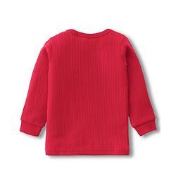 Babyhug Cotton Mix Knit 3 Piece Solid Pullover, Vest & Pant Thermal Set - Red