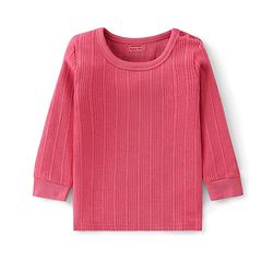 Babyhug Cotton Mix Knit 3 Piece Solid Pullover, Vest & Pant Thermal Set - Coral
