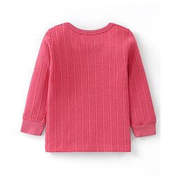 Babyhug Cotton Mix Knit 3 Piece Solid Pullover, Vest & Pant Thermal Set - Coral