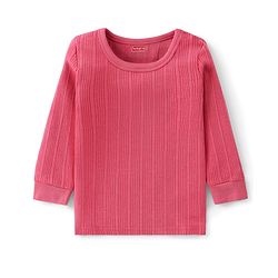Babyhug Cotton Mix Knit 3 Piece Solid Pullover, Vest & Pant Thermal Set - Coral