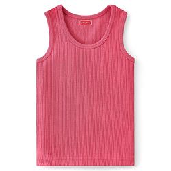 Babyhug Cotton Mix Knit 3 Piece Solid Pullover, Vest & Pant Thermal Set - Coral