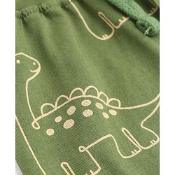 Babyhug Cotton Knit Shorts with Dinosaur Print Pack of 2 in Green Beige Color