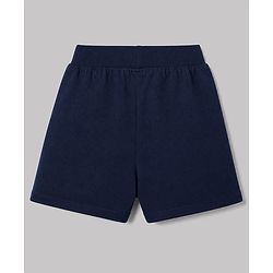 Babyhug 100% Cotton Jersey Knit Shorts With Bear & Text Print Pack of 2 - Cream & Navy Blue
