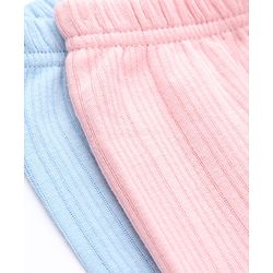 Babyhug Knit Solid Thermal Leggings Pack of 2 - Pink & Light Blue