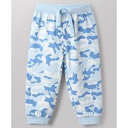 Babyhug Cotton Jersey Knit Camouflage Printed Lounge Pant Pack of 3 - Blue Grey Yellow