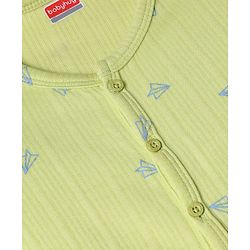 Babyhug Cotton Mix Knit Thermal Romper With Kite Print - Lemon yellow