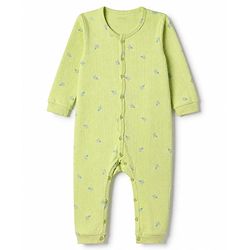 Babyhug Cotton Mix Knit Thermal Romper With Kite Print - Lemon yellow