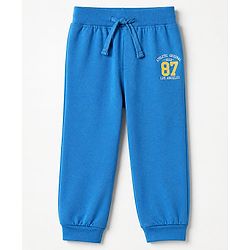 Babyhug Cotton Knit Jogger Fit Full Length Lounge Pant with Text Print Pack of 3 - Blue Yellow Red